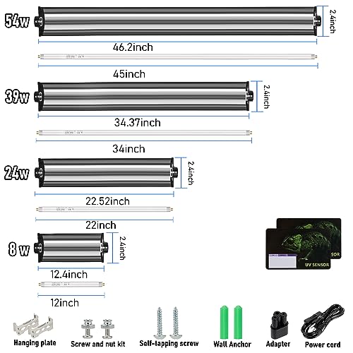 8W HO T5 UVB Reptile Light Fixture with Bulb 12inch for Reptiles | 10.0 UVB Bulb,Removable Surface Reflector,Two UV Test Cards