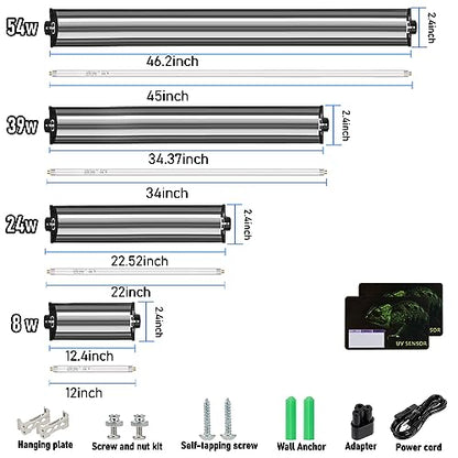 8W HO T5 UVB Reptile Light Fixture with Bulb 12inch for Reptiles | 10.0 UVB Bulb,Removable Surface Reflector,Two UV Test Cards