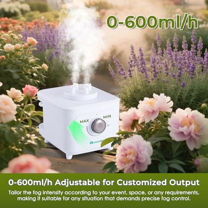 Mxmoonant Ultrasonic Humidifier 0-600ml/H, Auto Water Filling, 4 Outputs | Adjustable Mist Volume, w/4 Tubes for Different Directions, for Plant, Greenhouse, Reptile Humidification, Tap Refilling