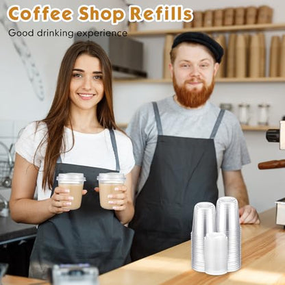 Baderke 25 Sets 14 oz Clear Plastic Cups with Lids,Sturdy Iced Coffee Cups with lids, Disposable Plastic Smoothie Cup for Cold Drinks - size: 14oz