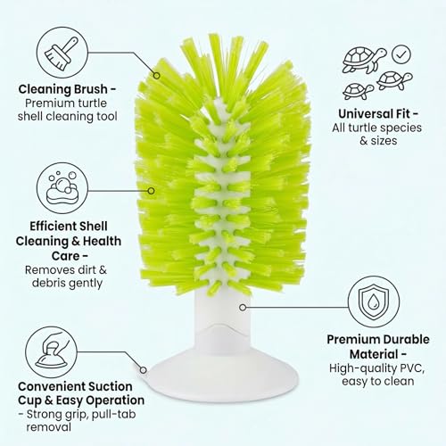 shuielai1PCS Turtle Brush with Suction Cup, Tank Scratch Scrub Back Shell Cleaner for Red Eared Slider, Exfoliate Remove Scutes, Green Turtle Aquarium Habitat Accessories