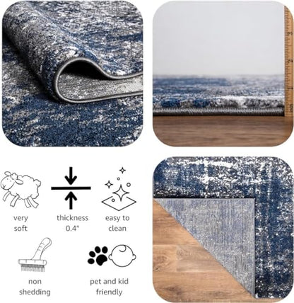 Keen Home Design Runner Rugs - 32"x119" Non-Shedding, Thick Pile Abstract Rugs for Kitchen, Living Room, Bedroom, Dining Room, Entryway - Size: 2'8" x 9'11", Abstract Navy/Gray - color: Abstract Navy/Gray, size: 2'8" x 9'11" (Runner)