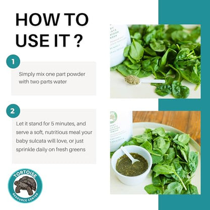 Baby Sulcata Tortoise Food Bundle | Superfood Powder + Vitamin & Mineral Topper | Complete Premium Diet & Nutrition for Baby Sulcata Tortoises | 30 Day Supply