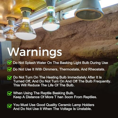 Reptile Heat Lamp 75W, Daylight UVA Basking Light Bulbs with E26 Base for Lizards, Turtles, Snakes and Amphibians 2 Pack