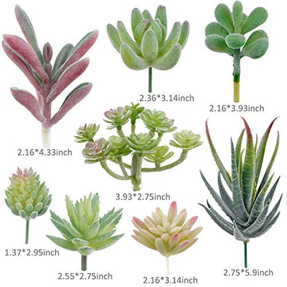 Artificial Succulents, 16 Pack Fake Succulents Plants Artificial Small Fake Plants Faux Succulents Unpotted for Lotus Landscape Decorative Garden Arrangement Decor - size: 1.5-3.5 inches (4-9 cm)