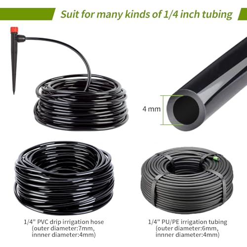 50pcs Drip Irrigation Emitters with Lock Barbed Drip Emitters for 1/4" Drip Irrigation Tubing 360 Degree Water Flow Adjustable Irrigation Drippers Drip Irrigation Heads for Garden Plants Flower - size: 50 Pcs Drip Emitters with Lock Barb