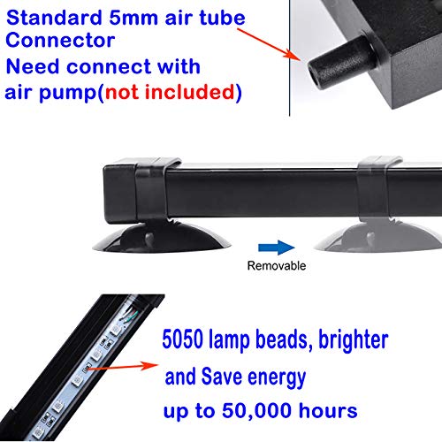 Aquarium Air Bubble Light, RGB LED Fish Tank Light with 16 Colors & 4 Modes, Remote Control, IP68 Submersible Aquarium Lamp for Turtle Tank, Betta, Shrimp