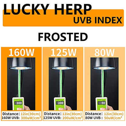 LUCKY HERP 125 Watt UVA+UVB Vapor Heat Lamp Bulb, High Intensity Self-Ballasted Heat Basking Lamp/Bulb/Light for Reptile and Amphibian, Sun Lamp for Bearded Dragon Lizard Turtle - size: 125
