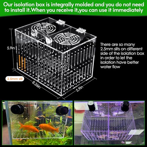 Magnet Acclimation Box for Saltwater Fish Quarantine Aquarium Isolation Box for Aquarium Fish Anemone Reef Coral - size: 8.26 Inch*5.9 inch*5.9 Inch