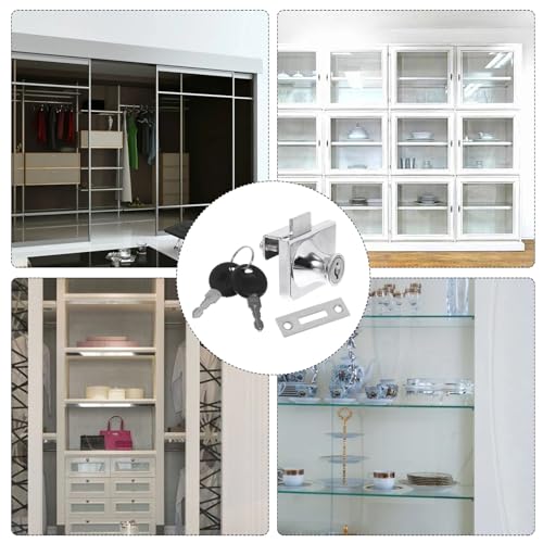 Cabinet Lock for Showcase Glass Door Sliding Lock 409 Alloy Double Swing for Display Case Security in Shops and Home