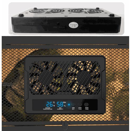 Reptile Fan & Terrarium Dehumidifier – Smart Dual-Row Humidity Fan for Reptile Tank, Snake, Gecko, Bearded Dragon Enclosure