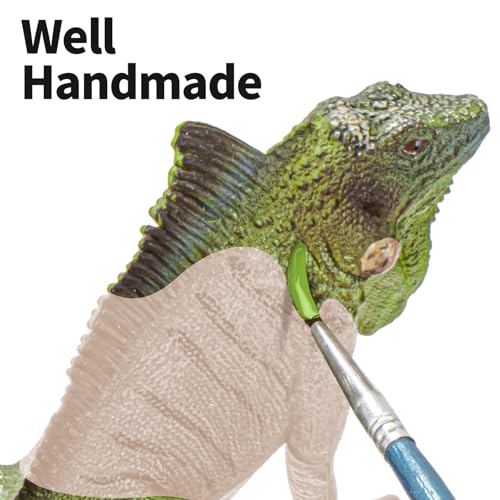 6PCS Large Lizard Figurines Animal Toys, Realistic Plastic Reptile Animal Figures, Includes Bearded Dragon,Green Iguana,Frilled,Coast Horned,Plains Rock Figures, Educational Toy for Kids - style: 6PCS Lizards-1