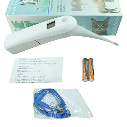 Pet Thermometer Dog Thermometer, Fast Digital Veterinary Thermometer, Pet Thermometer for Dogs, Cats, Horse,Cattle, Pigs,Birds, Sheep.(Battery Included) - color: white