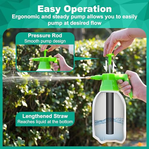 MaxWorks 51021 Hand Pump Sprayer Bottle 2L 0.5 Gal for Garden Indoor Outdoor Home with Adjustable Brass Nozzle of Mist Setting with Lock Switch - size: 2 Liters / Short Nozzle