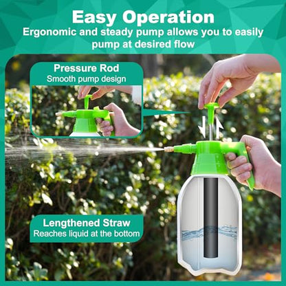MaxWorks 51021 Hand Pump Sprayer Bottle 2L 0.5 Gal for Garden Indoor Outdoor Home with Adjustable Brass Nozzle of Mist Setting with Lock Switch - size: 2 Liters / Short Nozzle