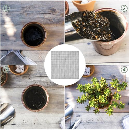 100 Flower Pot Hole Mesh Pads, 2" Rounds Drainage Hole, Plant Drainage Screens Gasket Keep Soil from Flowing Away, Bonsai Bottom Grid Mat