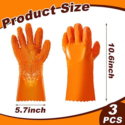 Jecery Plumbing Snake Gloves Sewer Gloves Abrasion Resistant Drain Cleaning Accessory for Men Women Plumber Tools Orange