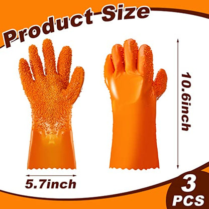 Jecery Plumbing Snake Gloves Sewer Gloves Abrasion Resistant Drain Cleaning Accessory for Men Women Plumber Tools Orange
