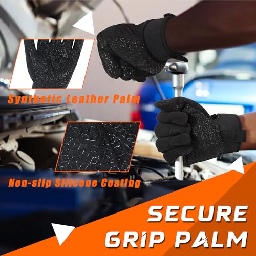 HANDLANDY Grip Work Gloves for Women Men, Safety Utility Yard Working Gloves, Flexible Touch Screen Mechanics Gloves (Black- Grip, Medium (Pack of 1)) - color: Black (1 Pair), size: Medium