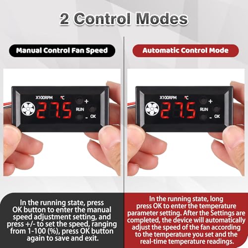 Fan Temperature Controller, ICSTATION DC 12V PWM 4-Wire Fan Speed Controller Module with Temperature Probe Digital Display ℃ Temperature Controlled Governor for 3A Fan PC