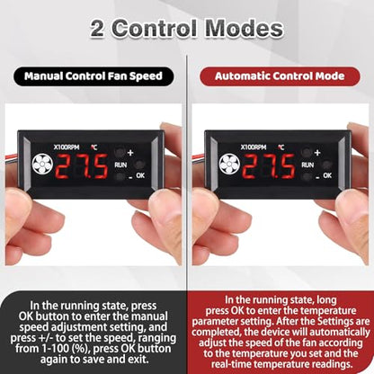 Fan Temperature Controller, ICSTATION DC 12V PWM 4-Wire Fan Speed Controller Module with Temperature Probe Digital Display ℃ Temperature Controlled Governor for 3A Fan PC