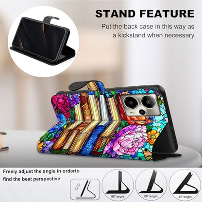 for Cricket Outlast 5G 2024 Wallet case with RFID Blocking Credit Card Holder Kickstand, Folio Flip PU Leather Shockproof Protective Cover for AT&T Motivate Pro 5G, Stack of Books - color: Stack Of Books