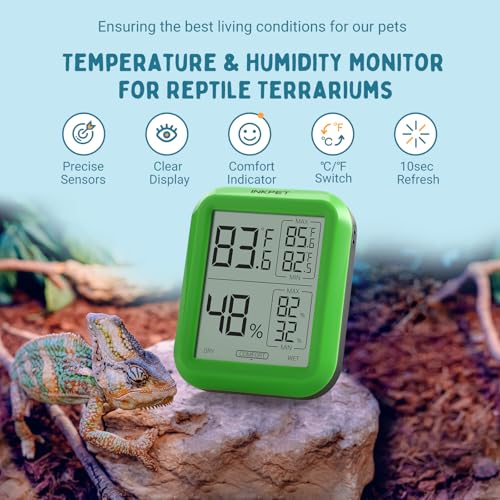 INKPET Reptile Thermometer Hygrometer Thermostat, with Max/min Record High-Accuracy Digial Display Ideal for Reptile Terrarium, Tank, Pet Rearing Box, Bearded Dragon, Leopard Gecko