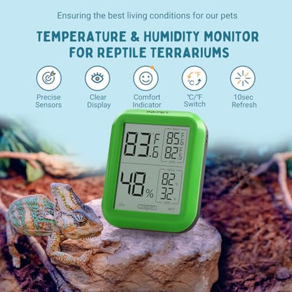INKPET Reptile Thermometer Hygrometer Thermostat, with Max/min Record High-Accuracy Digial Display Ideal for Reptile Terrarium, Tank, Pet Rearing Box, Bearded Dragon, Leopard Gecko