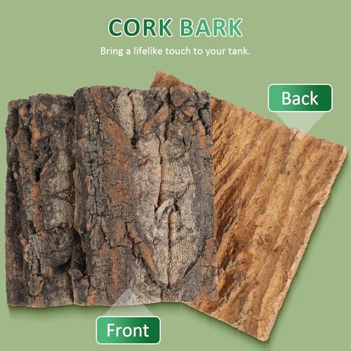 Totority Cork Bark Background, Natural Terrarium Backdrop,4Pcs | 3D Tree Bark Wall Decor for Bearded Dragon, Gecko, Lizard, Frog Enclosure & Aquarium, Easy-Place Habitat