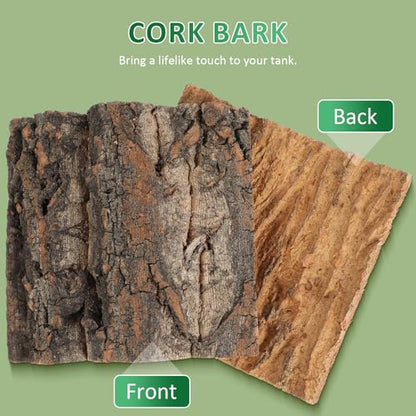 Totority Cork Bark Background, Natural Terrarium Backdrop,4Pcs | 3D Tree Bark Wall Decor for Bearded Dragon, Gecko, Lizard, Frog Enclosure & Aquarium, Easy-Place Habitat