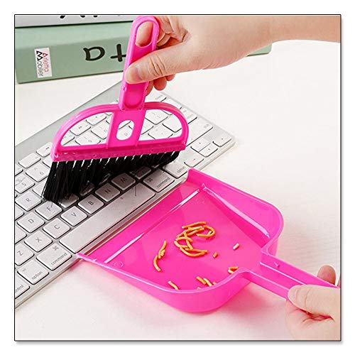 Mini Dustpan and Brush Set, Portable Exquisite Pet Waste Cleaning Kit, Hamster Sand Scooper Cage Cleaning Tool for Small Pets Guinea Pigs Hedgehogs Hamsters Chinchillas Rabbits(Pink) - color: Pink