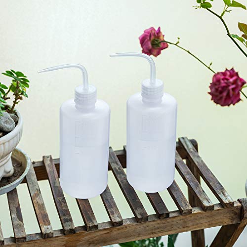 Oubest Squeeze Washing Bottle Succulent Watering Bottle 500ml Water Squirt Irrigation Squeeze Sprinkling Can Plastic Wash Plant 2pc - color: White, size: 500ml+500ml