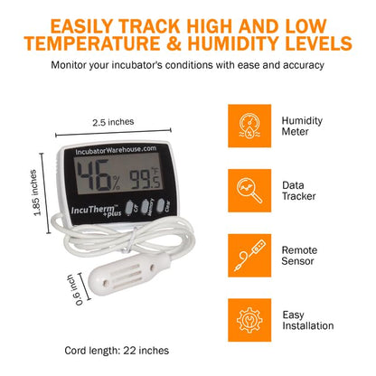 IncuTherm™ Plus Digital Thermometer and Hygrometer for Egg Incubator