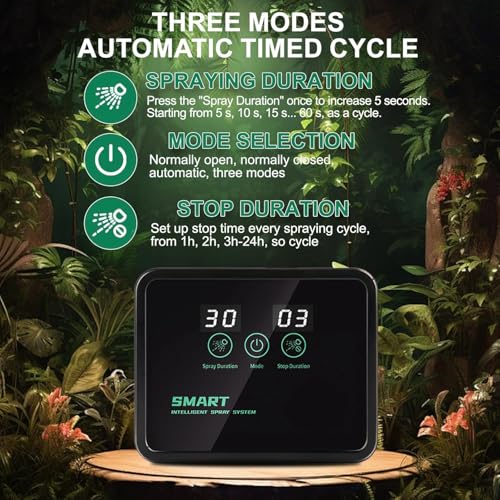 MECESOR Automatic Reptile Mister for Reptile Tank Smart Reptiles Mister System with Timer 360° Nozzles,Slient Terrarium Misting System Humidifier for Chameleons,Snakes,Frogs Smart Spray Control
