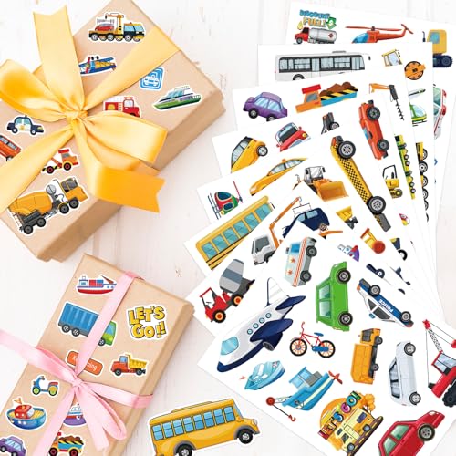 312Pcs Transportation Stickers, Cute Truck Stickers Construction Sticker Self-Adhesive Transportation Vehicle Paper Decals for Teaching School Home Party Supplies - style: Transportation