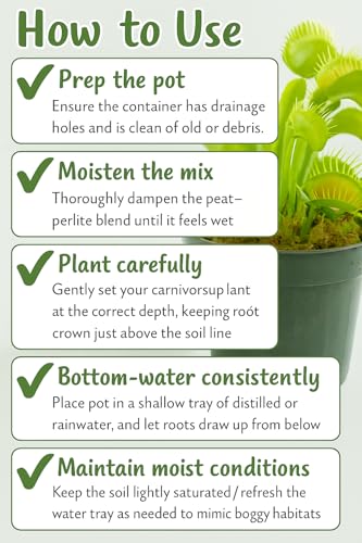 Sphagnum Moss Potting Mix for Carnivorous Plants, Moss and Perlite Blend for Potting Venus Fly Traps, Sarracenia, Pitcher Plants - 75% Sphagnum Moss + 25% Perlite - Made in USA - 4 Quart - size: 4 Quart Bag, style: Carnivorous Plant Soilless Mix