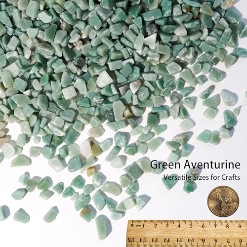 Green Aventurine Chips Bulk 1lb, 600+ Pieces, 8-15mm Natural Gemstones - color: Green Aventurine, size: 1LB