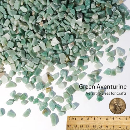 Green Aventurine Chips Bulk 1lb, 600+ Pieces, 8-15mm Natural Gemstones - color: Green Aventurine, size: 1LB
