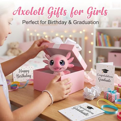 Axolotl Gifts for Girls, 6" Axolotl Figurine Bobblehead Cute Resin Desk Ornament for Home Office Garden Decor, Axolotl Gift for Women Men (Style-1)