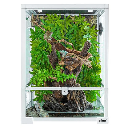 30 Gallon Reptile Tank 18" x 18" x 24" Reptile Terrarium, Full View Glass Terrarium Tank with Double Hinge Door for Reptiles Amphibians, Bearded Dragon Gecko Lizard Snake - size: 18" x 18" x 24"