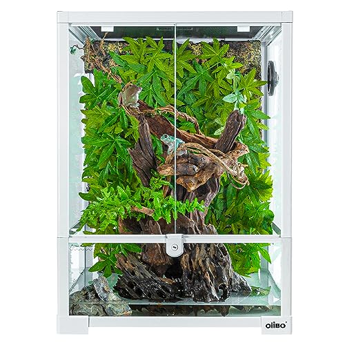 30 Gallon Reptile Tank 18" x 18" x 24" Reptile Terrarium, Full View Glass Terrarium Tank with Double Hinge Door for Reptiles Amphibians, Bearded Dragon Gecko Lizard Snake - size: 18" x 18" x 24"