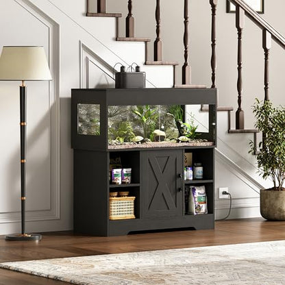 Herture 40 Gallon Reptile Terrarium Tank with Cabinet,Reptile Enclosure - color: Black, size: 40 Gallon