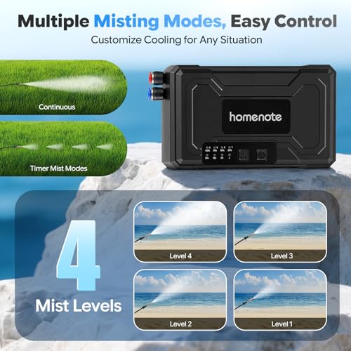 Portable Misting System, 12,000mAh Pump | 20L Water Bucket, Misting Hose, 4 Brass Nozzles, Outdoor Cooling Misters for Canopy Camping Golf Cart Dugout - size: with Hanging Mister