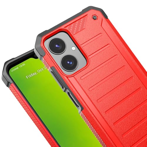 for Cricket Icon 2026 (Regular Version) Premium Tough Hybrid Cover Phone Case + Extreme Band (Red) - color: Red
