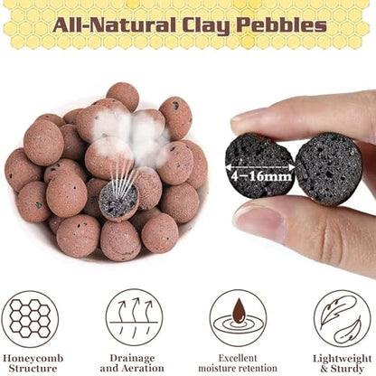 2LB Leca Clay Pebbles for Plants, 4mm-16mm Clay Balls for Hydroponic | Drainage, Reusable, Aeration, Moisture Retention, Lightweight, Natural Leca for Orchids, Succulents, Terrariums, Aquaponics - size: 2LB