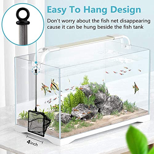 Fish Net for Fish Tank, Fine Mesh Aquarium Net with 9-24 Inch Stainless Steel Long Handle, Extendable Fishing Tank Net for Fish Shrimp Tank, Pond, Creek (4 inch) - size: 4 inch
