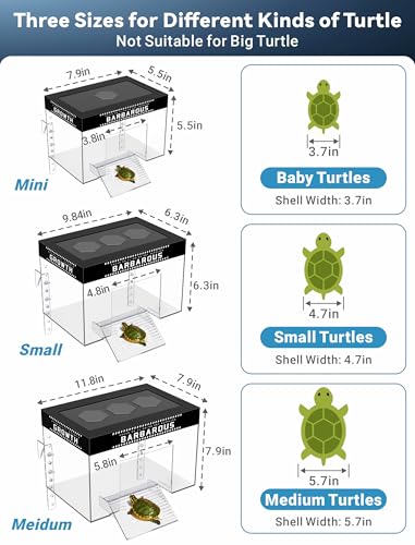 GOZILLA Adjustable Turtle Basking Platform, 11.8x7.9x7.9''Acrylic Turtle Topper & Dock, Hanging Platform Enclosure Warm Room for Turtles, Small Reptiles.(Medium)