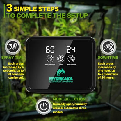 Reptile Smart Mister, Reptile Humidifiers Misting System Automatic with Timer, Terrariums Humidifier with 360°Adjustable Misting Nozzles, Spray Kit for Rainforest Plants Amphibian - size: Touch Version - Upgraded
