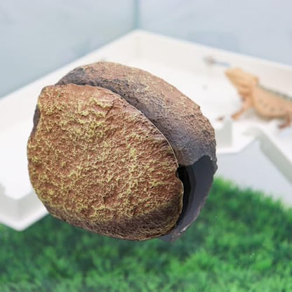 Reptile Tank Accessories – Resin Magnetic Rock Hideout for Hermit Crabs & Small Reptiles, Realistic Cave Décor for Terrariums
