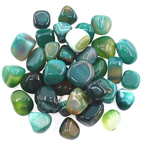 Hilitchi Green Agate Stone Tumbled Stones for Plants Cacti & Succulents Bedding, Vase Filler, Landscape Bottom Decoration (About 1lb(455g)/Bag) - color: Green Agate, size: 17-25mm (0.67"- 0.98")